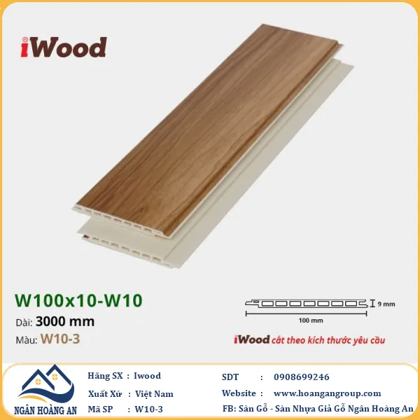 Tấm Nano Hèm V Giả Gỗ Ốp Tường Ốp Trần Iwood W10-3